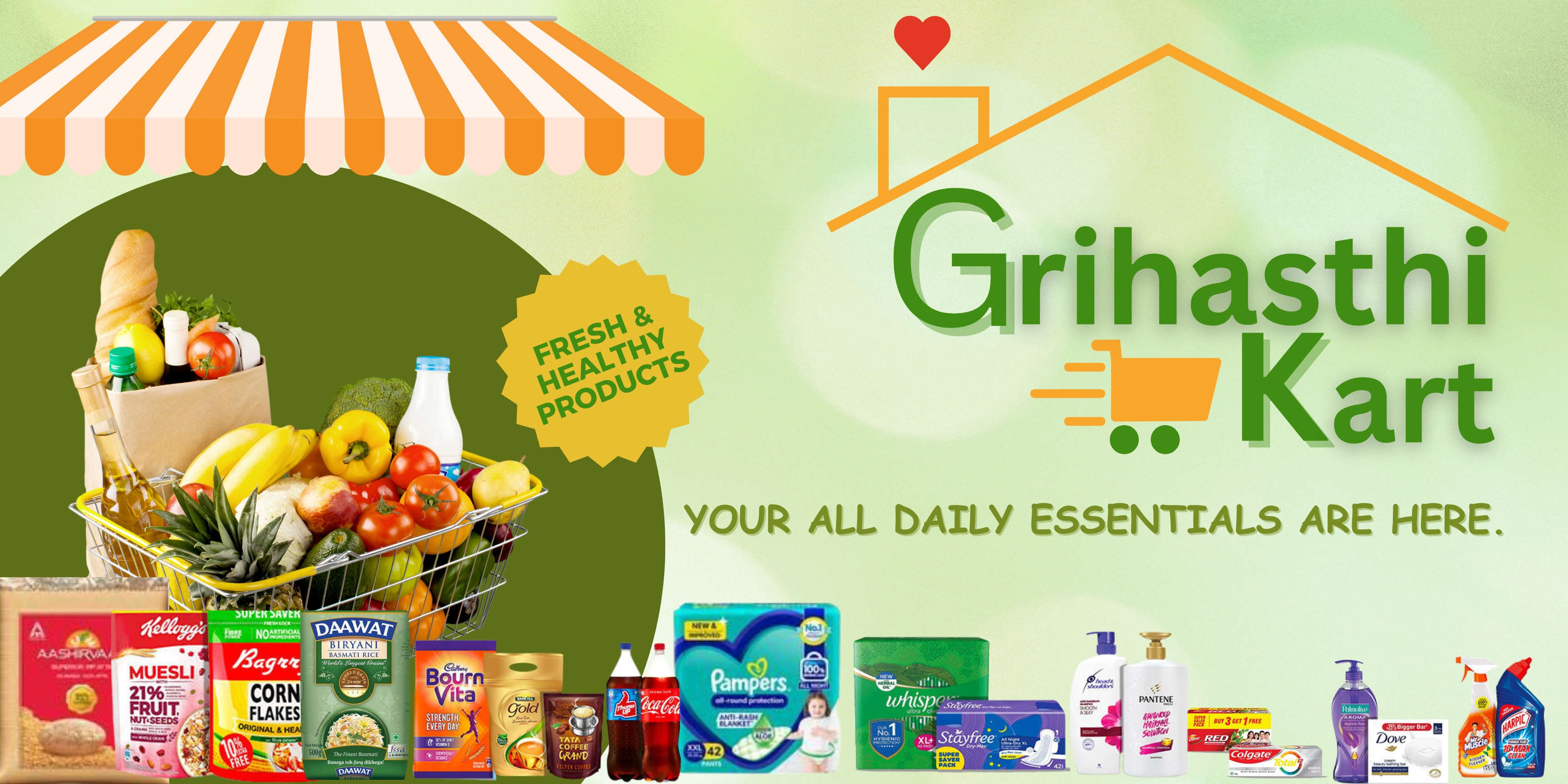 Fresh groceries basket